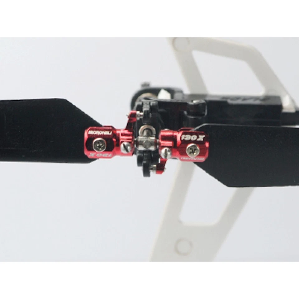 Microheli Double Bearing Weighted Tail Blade Grip Combo (RED) - BLADE 130X - Image 3 of 3
