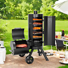Outdoor Bbq Grill Heavy-Duty Vertical Offset Charcoal Smoker 961 Sq.In.Cook Area