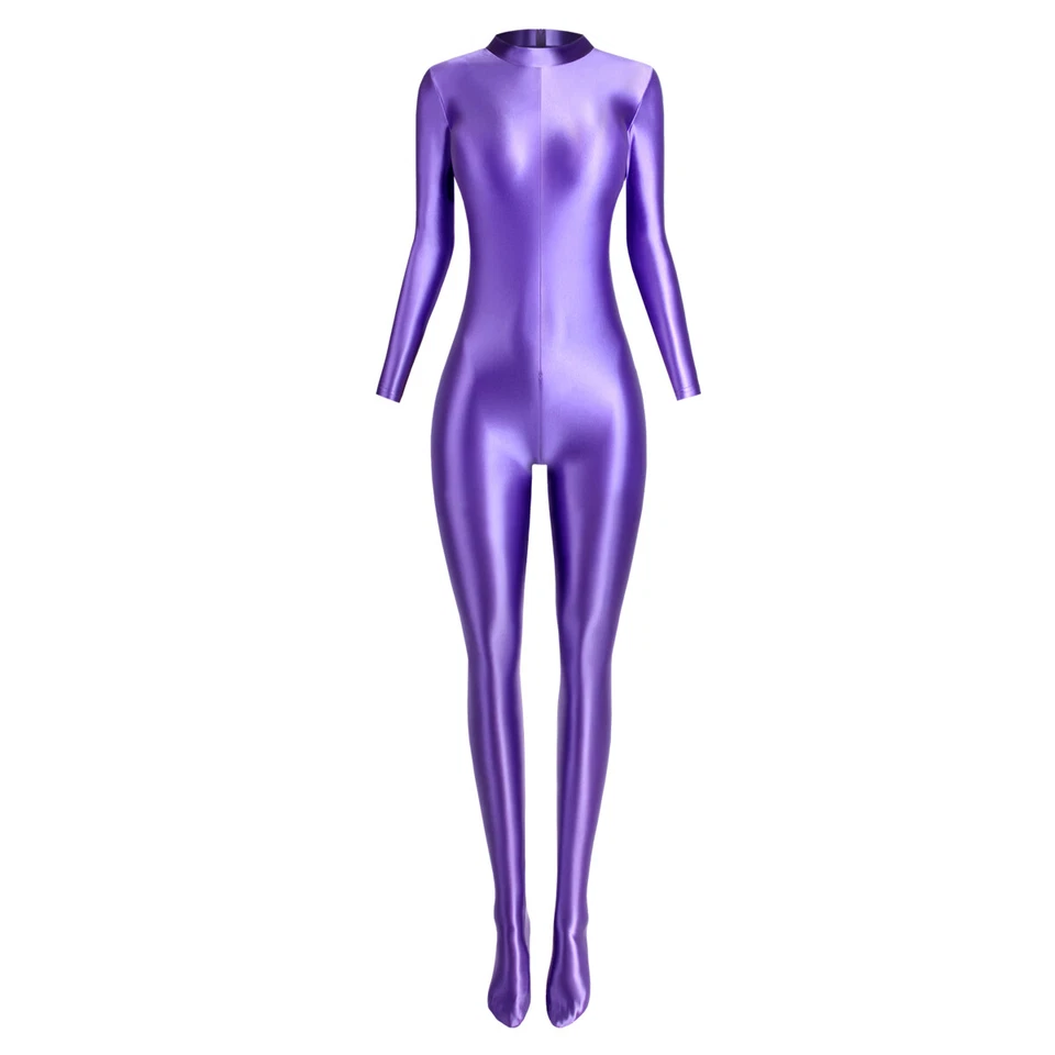 MJINM Damen's Glitzer Langarm Elasthan Tights Overalls Jumpsuit Bodysuit Rompers - Bild 4 von 4