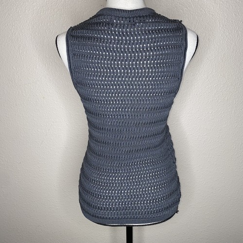 Theory EUC Women’s Medium Gray Cheri Open Knit Sleeveless Tank Top Sweater Shell - Picture 5 of 9