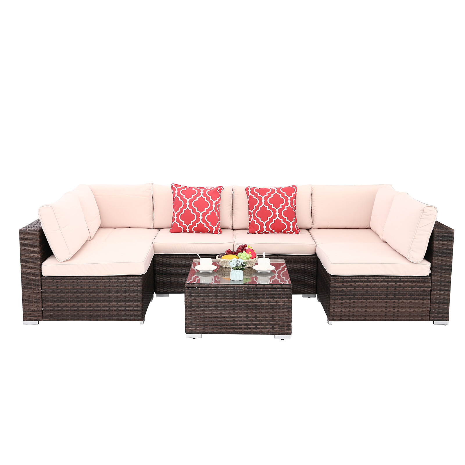 U Max 7 Piece Patio Pe Rattan Wicker Sofa Sectional Furniture Set Black For Sale Online Ebay