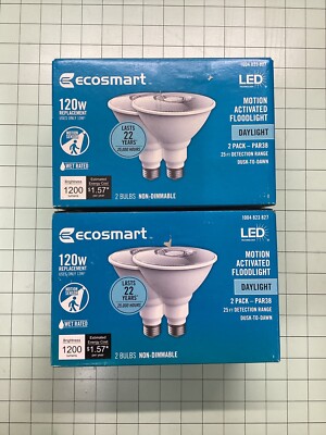 EcoSmart - 120W Equivalent-LED Motion Activated FloodLight Bulb; 2 Pair-4 Bulbs