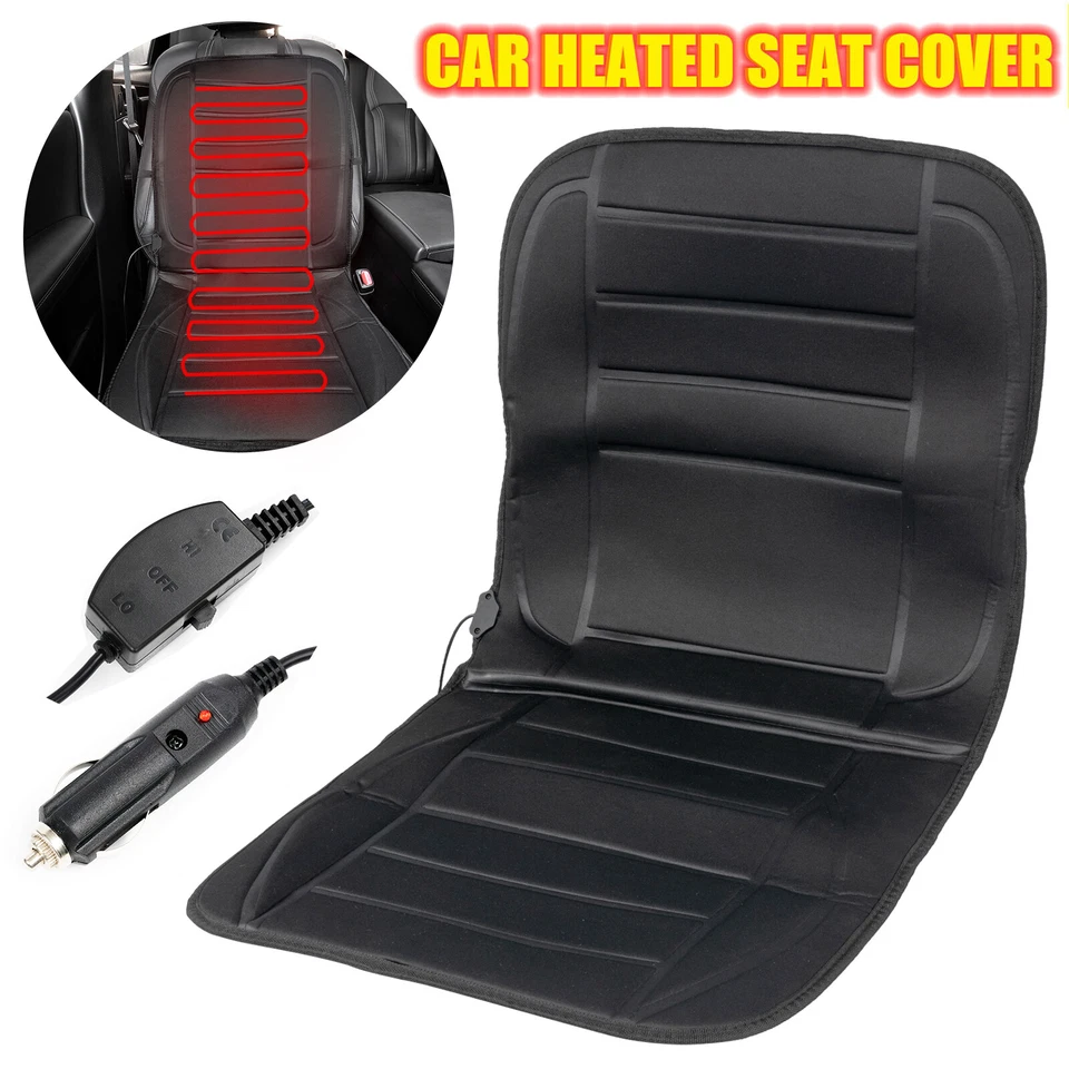 12V Car Heating Front Seat Cover Black Cushion Warmer Warming Heating Pad Cover Foto 4 de 4