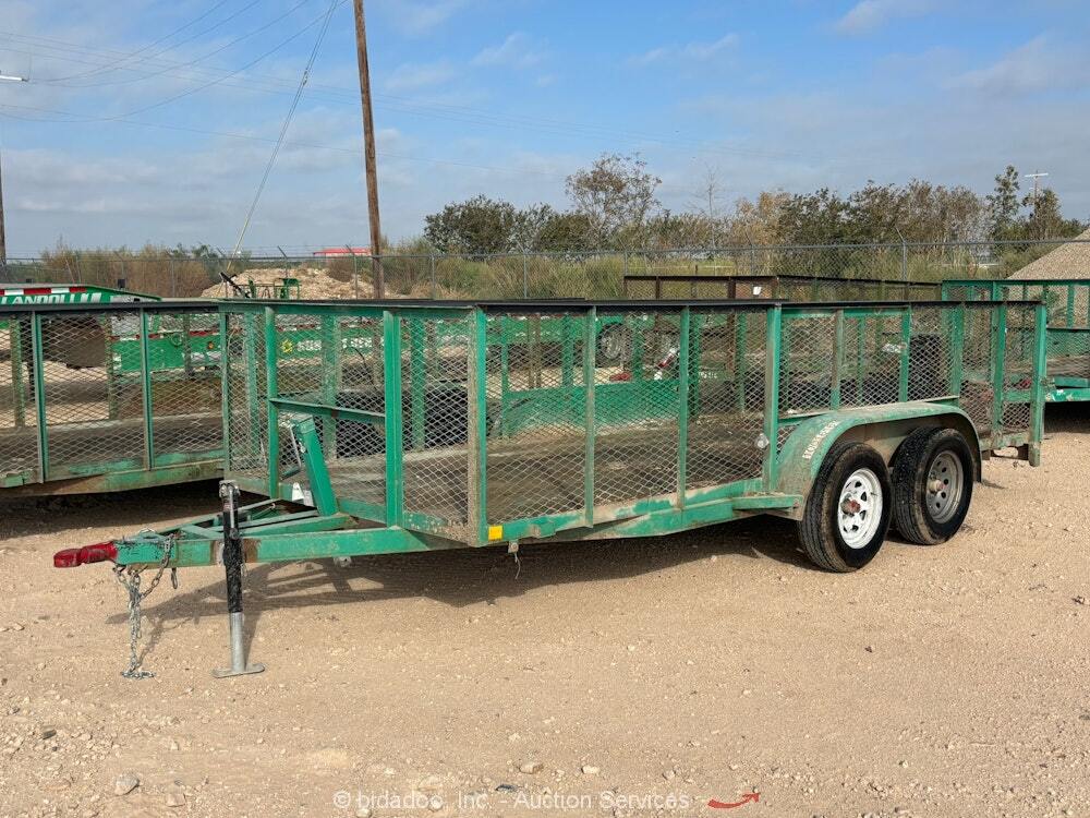2018 C&M 6.4X16TT 16' T/A Wood Deck Landscape Utility Trailer Swing Gate bidadoo