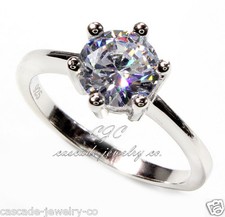 1ct Round Engagement Wedding Ring SOLID .925 Sterling Silver Cubic Zirconia CZ