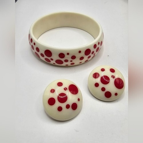 Set orecchini e braccialetti a pois designer Avon 1987 bracciale traforato set gioielli - Foto 2 di 9