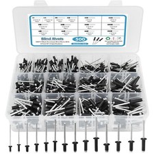 500pcs Black Rivets Pop Rivets Assortment Kit 14 SAE Sizes Aluminum Rivets 3/...