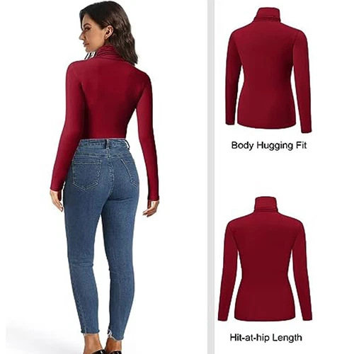 T-Shirt Rollkragenpullover Langarm Lt Gewicht Butter weich Stretch Top Grundschicht - Bild 7 von 21
