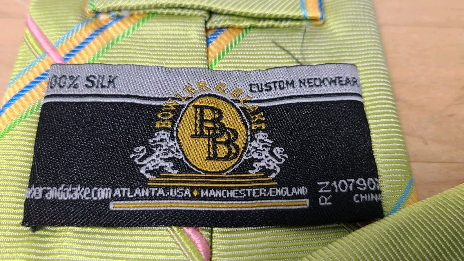 Bowler & Blake Custom PGA Professional Golfers Association Green Plaid Neck Tie