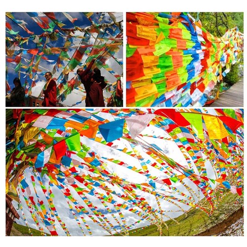 Religious Flag Tibetan Buddhist Prayer Flag Tibet Lung Ta Banner Scriptures -cg - Picture 7 of 12