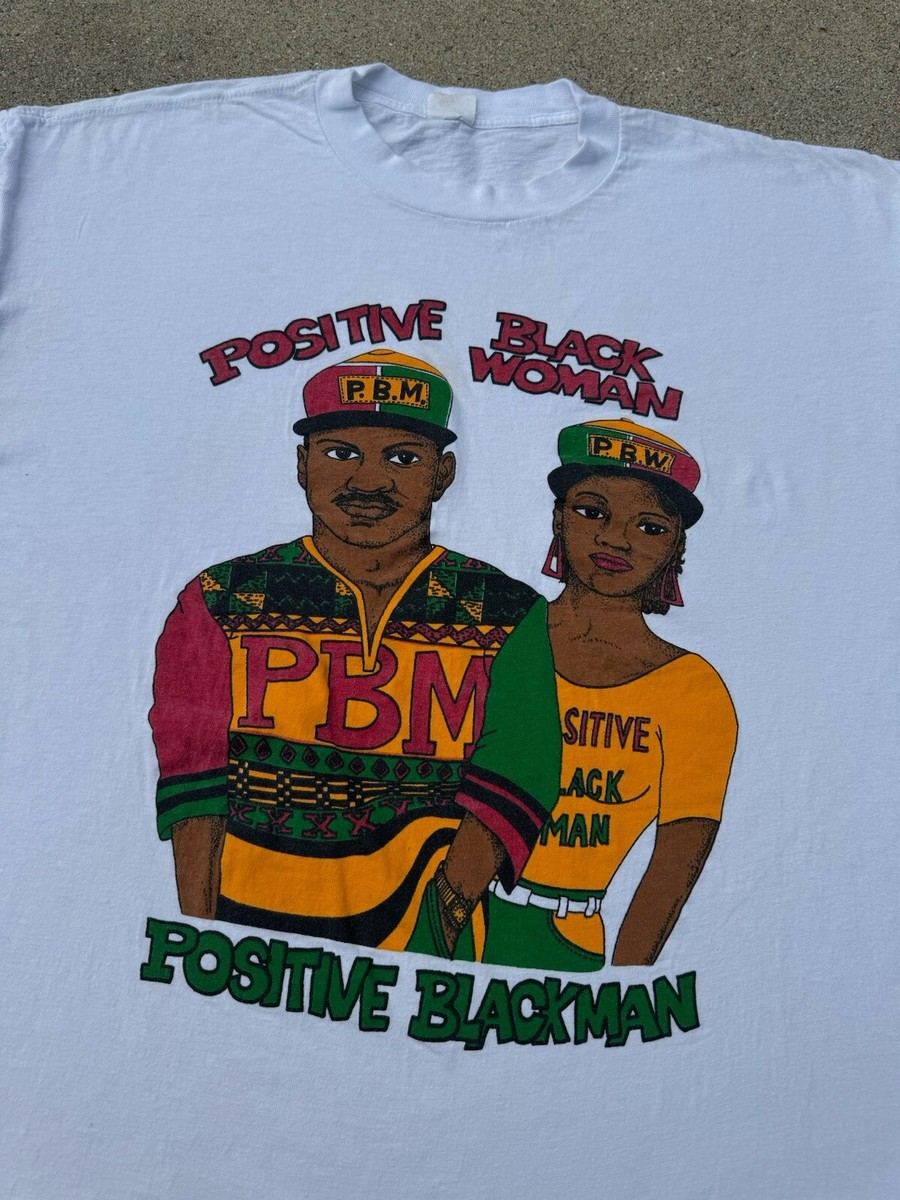 Vintage 90s Positive Black Man Woman White Rap Reggae Shirt