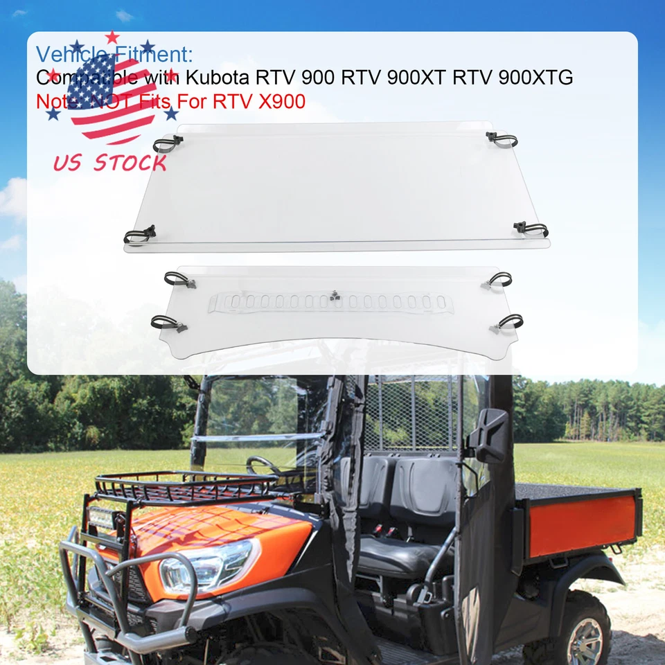 For Kubota RTV 900 RTV 900XT RTV 900XTG Full Clear Vented Windshield Windscreen Foto 2 de 4