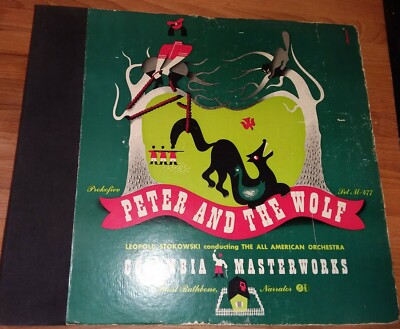 PETER AND THE WOLF.- LEOPOLD STOKOWSKI- BASIL RATHBONE-3 REC BOX SET M-477