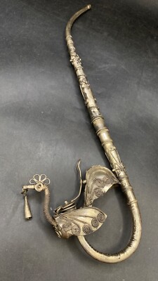Antike Silberpfeife Räuchervogel Design Orientalisch Indisch Mystisch Chillum