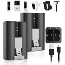 2 Pack 7200mAh Rechargeable Battery  Charger Station for Ring Doorbell 2/3/4