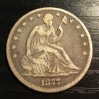 1877 Seated Liberty Silver Half Dollar, VF. Great Patina! H178