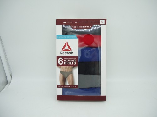 6 Pk Reebok Performance Tech Comfort Low Rise Briefs Men Small Red Blue Gray (A7