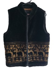 Vintage Bear Ridge Outfitters Vest Womens L Moose Bear Print Made In USA
