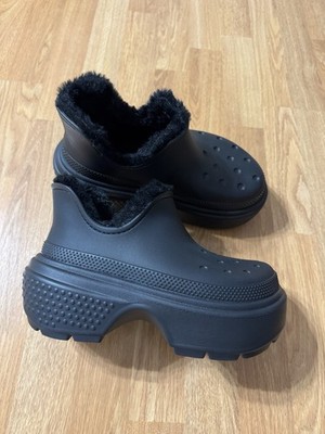 CROCS Stomp Shorty Boot Fur 210673 Black Women s Size 7 Men s Size 5
