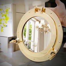Handmade Solid Aluminum Porthole Mirror : Nautical Porthole Coastal Wall Decor