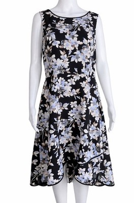 white house black market floral dress White House Black Market Floral Dress Womens 12 Black High Low Fit Flare  NWT