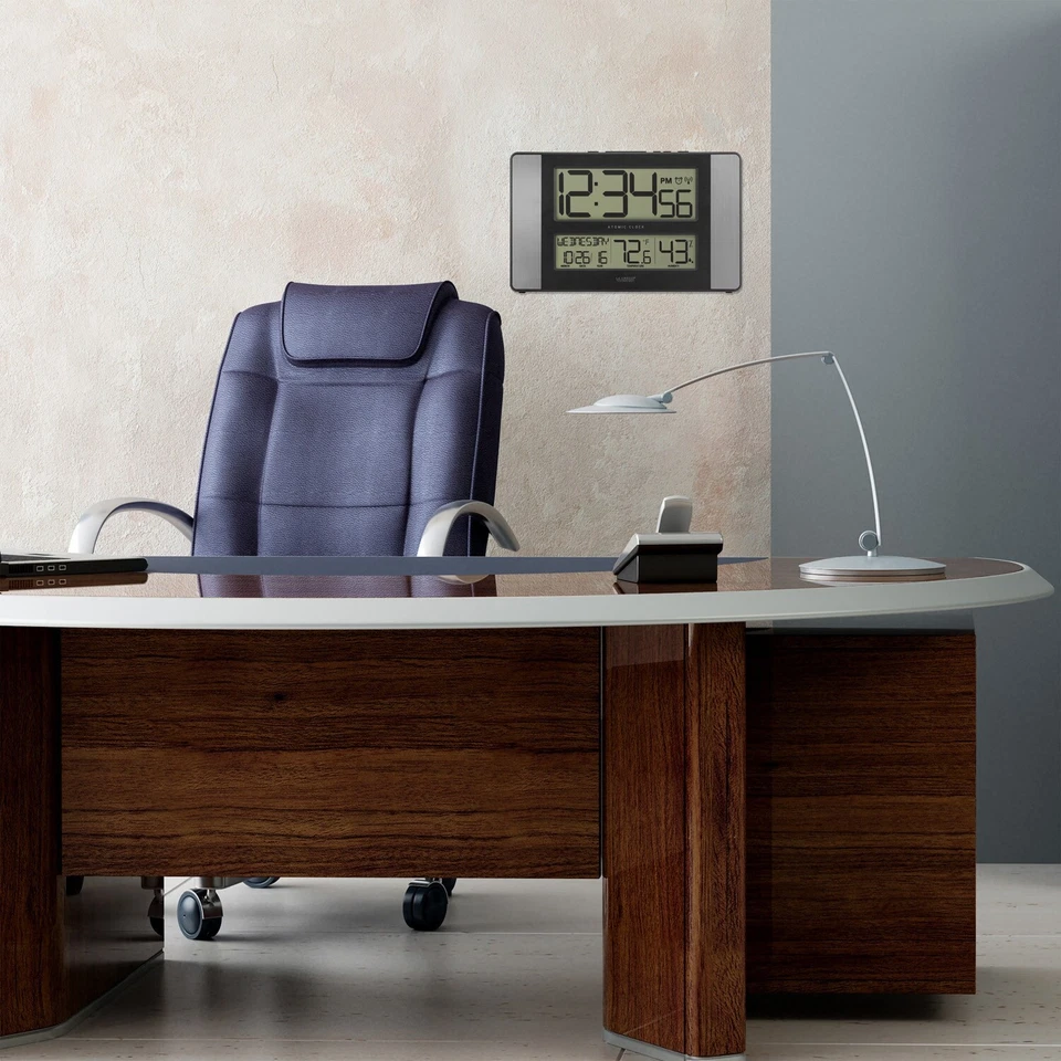 La Crosse Technology 513-1417H-AL Atomic Digital Clock with Silver Modern & Cont - Image 4 of 4