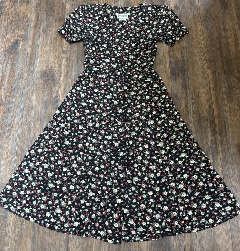 Vestido midi vintage Byer Too Babydoll Cottagecore con botones Y2k floral para mujer M Foto 3 de 4