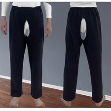Men Women Open-crotch Pants Trousers Bedridden Patient Bottoms Sleepwear Cotton