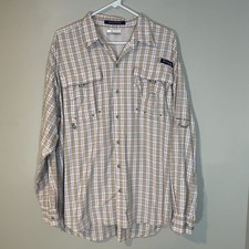 Columbia Shirt Mens L PFG Button Up Super Bahama Vented Fishing Omni-Shade Plaid