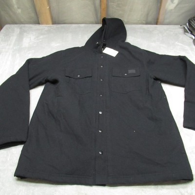 Caterpillar Shirt Jacket Mens Black Hooded Insulated Quilted Lined Workwear NEW