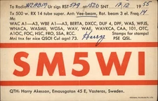 QSL radio card SM5WI 1955 Vasteras Sweden Harry Akesson