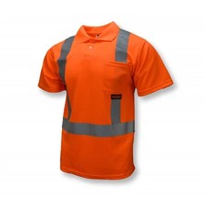 Hi-vis Polo ST12-2POS-L Industrial Safety Shirt Short Sleeve, Safety OR, L US