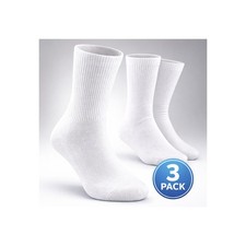 Diabetic Crew Socks White Comfort Non Binding Neuropathy Socks 3 Pack