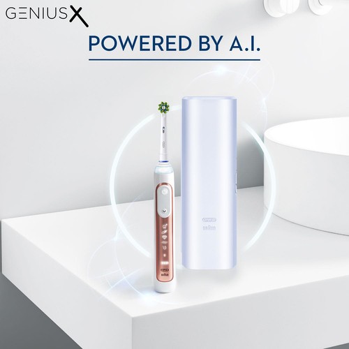 Oral-B Genius X Smart akumulatorowa szczoteczka do zębów z etui podróżnym, różowe złoto - Zdjęcie 6 z 11