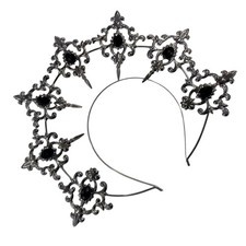 Gothic Halo Crown Wire Headpiece - Rhinestone Goddess Crown for Women
