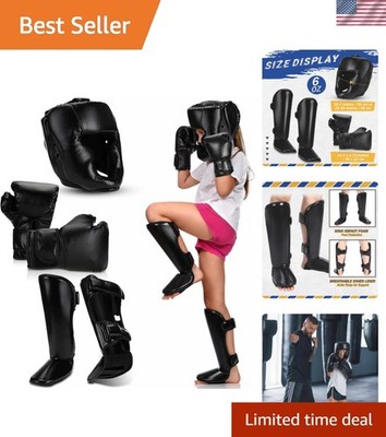 5 Pcs Boxing Guards Set for Kids with Sparring Headgear, 6oz Boxing Gloves an...