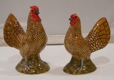 QUAIL Golden Seabright Hen & Cockerel bird figures