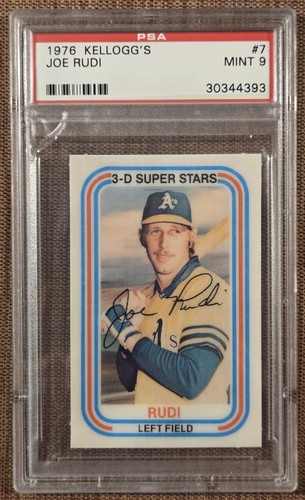 1976 Kellogg's #7 Joe Rude Oakland A's Vintage Original Baseball Card PSA 9 Mint