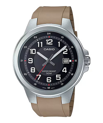 Men's Casio Beige & Tan MTPE190-1BV, New Battery w/ Box & Papers