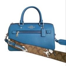 Coach C4475 Blue Leather Peanuts Snoopy Rowan Satchel Bag GB25o7
