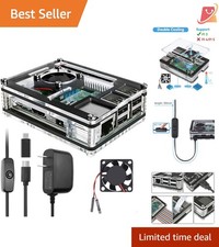Raspberry Pi 3 B Case with Fan Aluminum Heatsinks 5V 3A Power Supply Cooling