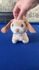 Dog Plush Stuffed Animal Small 6-14 in Beige Brown White Pink Bow Collar 3 