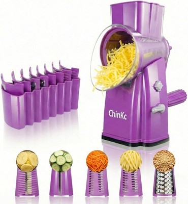Upgrade Rotary Cheese Grater Shredder with Handle, Strong Suct Base,