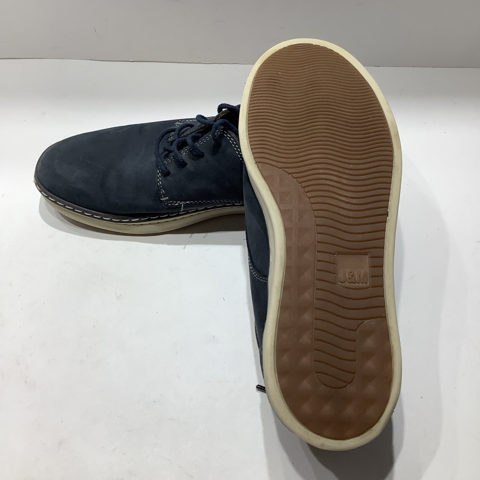 SAOLA Scarpe Johnston & Murphy McGuffey Oxford punta liscia blu navy scamosciate grandi ragazzi taglia 5M