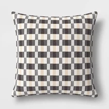 Oversized Woven Linework Square Throw Pillow Black/Neutral - Threshold: Cotton