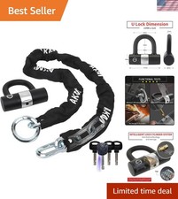 Motorcycle Chain Lock 150cm/5ft Heavy Duty Bike Chain Lock Anti-Theft Cutproo...