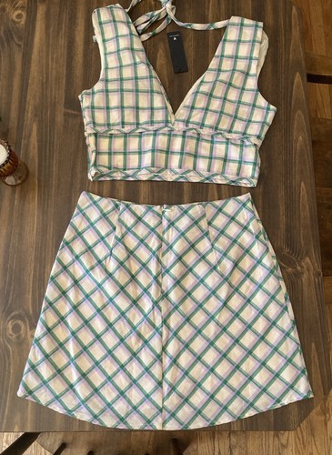 Lulus 2-teiliges Neckholder Top und Rock Set Größe Small gefüttert Festival Resort Neu mit Etikett - Bild 2 von 17