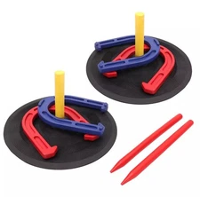 Indoor Outdoor Rubber Horseshoe Family Game Set Backyard Camp Tailgating Ages 8+