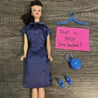 Vintage 11.5 Doll Size Navy Blue Sheath Dress & Accessories- 1960s Clothes