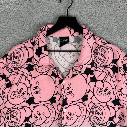 Nintendo Kirby Videospiel Shirt Herren XL Button Up All Over Print Kurzarm - Bild 3 von 7